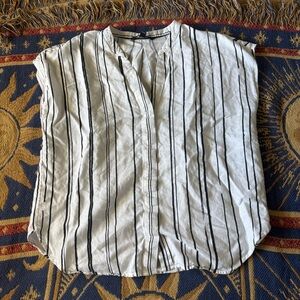 Banana Republic Women’s Black and White Sleeveless Striped Linen Tunic Size S